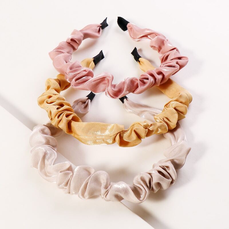 

3pcs Ruched Hair Hoop, Multicolor