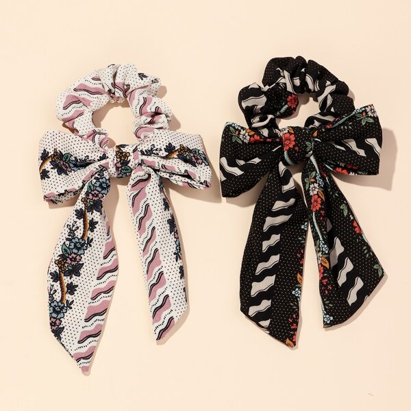 

Шарф Scrunchie декора лук узел 2шт, Многоцветный