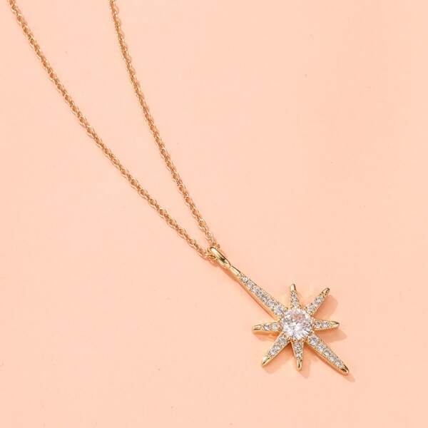 

Eight-pointed Star Decor Necklace, Gold