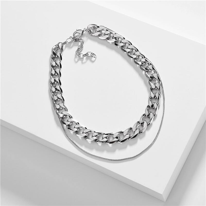 

Guys Layered Chain Necklace, Silver