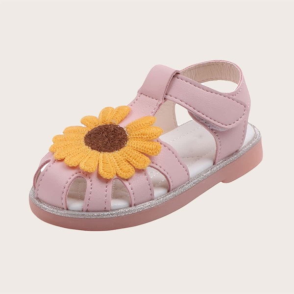 

Toddler Girls Flower Decor Cut-out Sandals, Pink