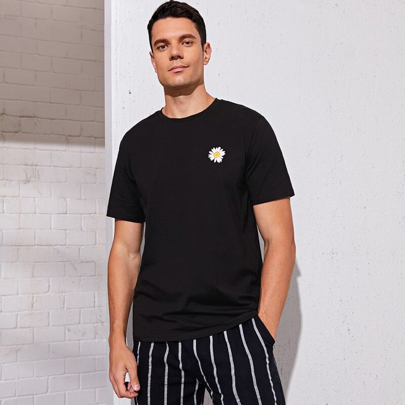 

Guys Floral Print Tee, Black