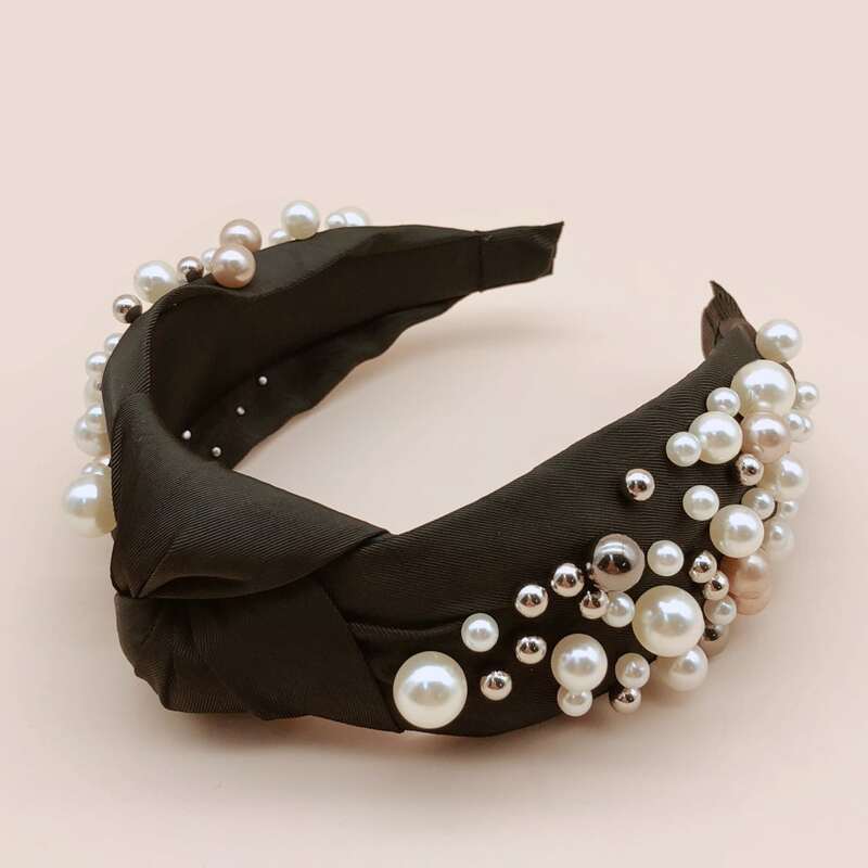 

Faux Pearl Decor Hair Hoop, Black