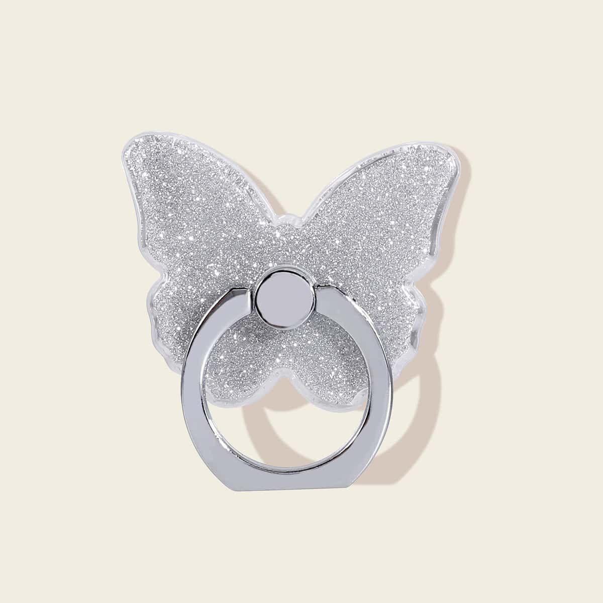 

Glitter Butterfly Phone Ring, Silver