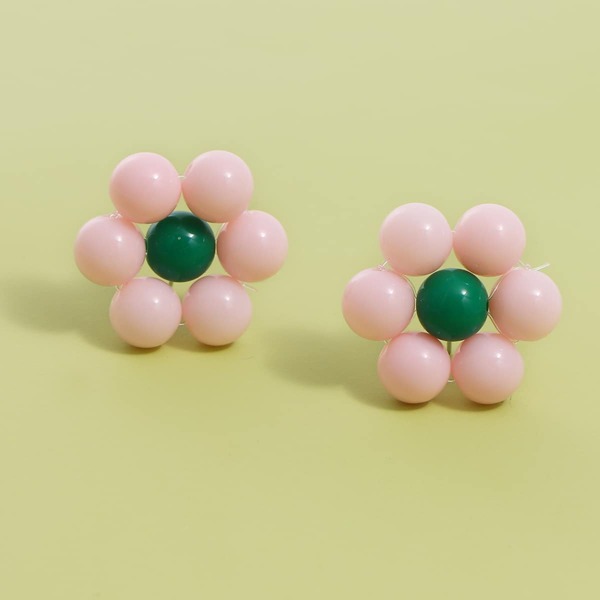 

Girls Flower Shaped Stud Earrings, Pink