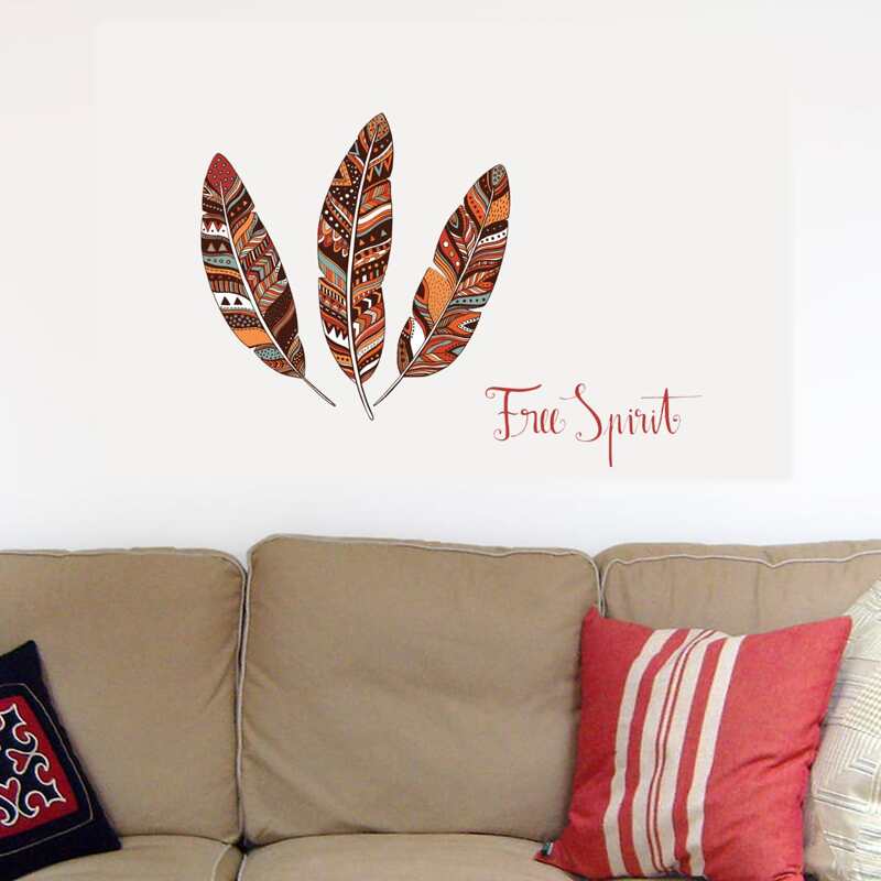 

Feather Print Wall Sticker, Multicolor