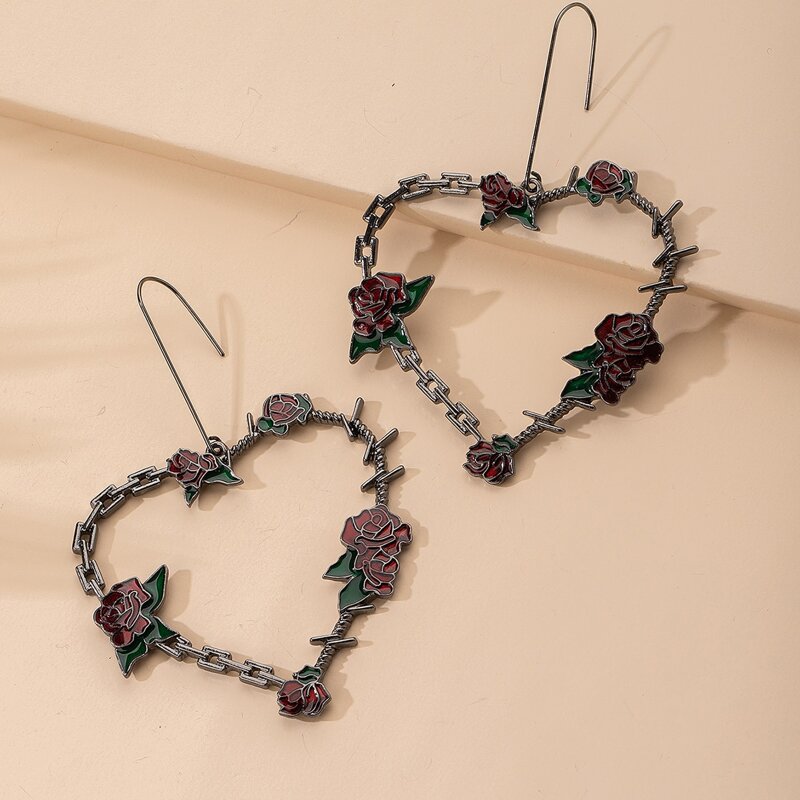 

Heart Shaped Drop Earrings, Black