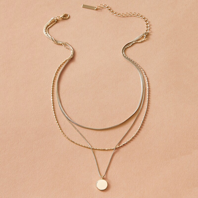 

Disc Layered Necklace, Gold