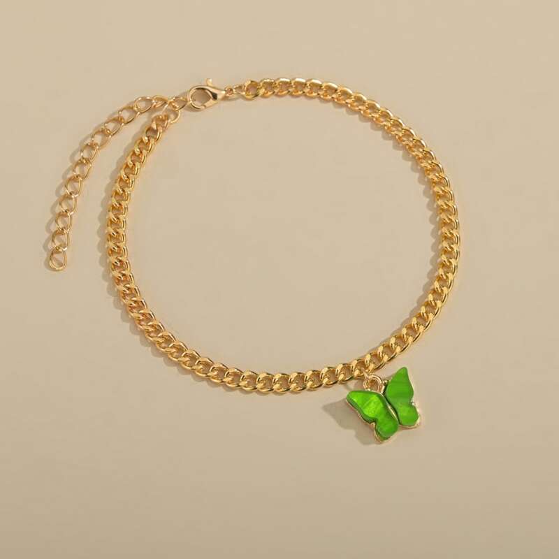 

Butterfly Decor Charm Anklet, Gold