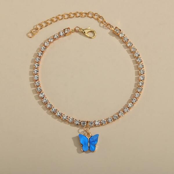 

Rhinestone Decor Anklet, Gold
