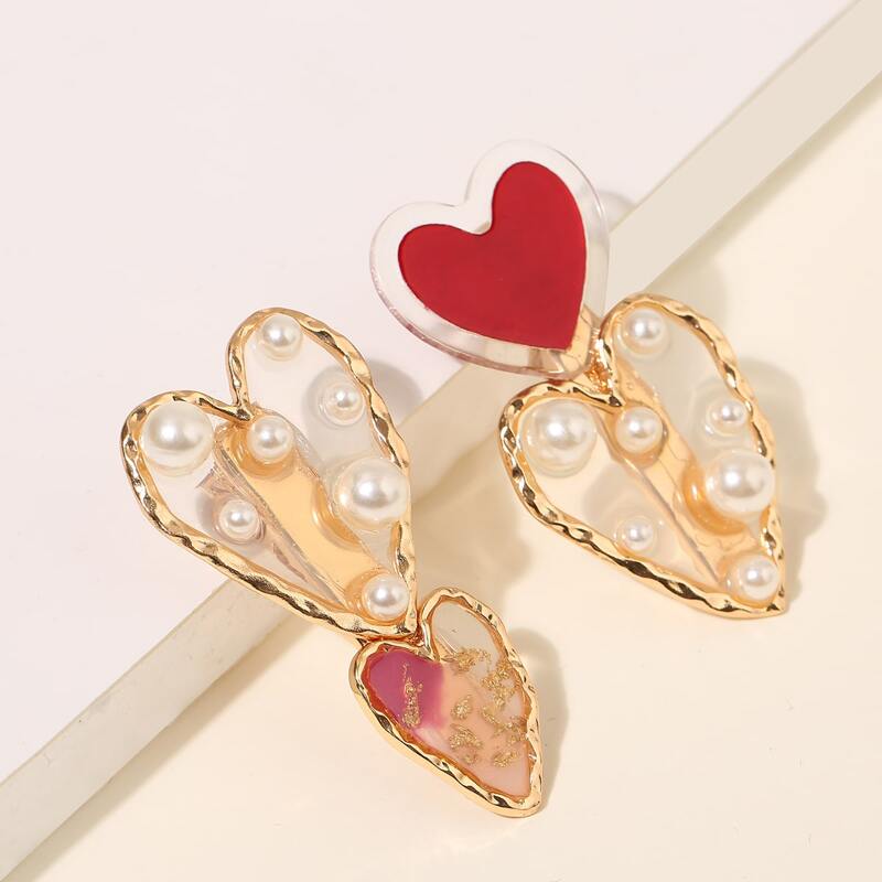 

2pcs Heart Design Hair Clip, Multicolor