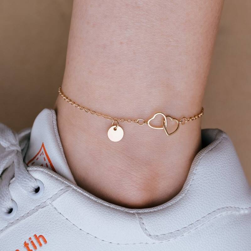

Heart Decor Charm Anklet, Gold