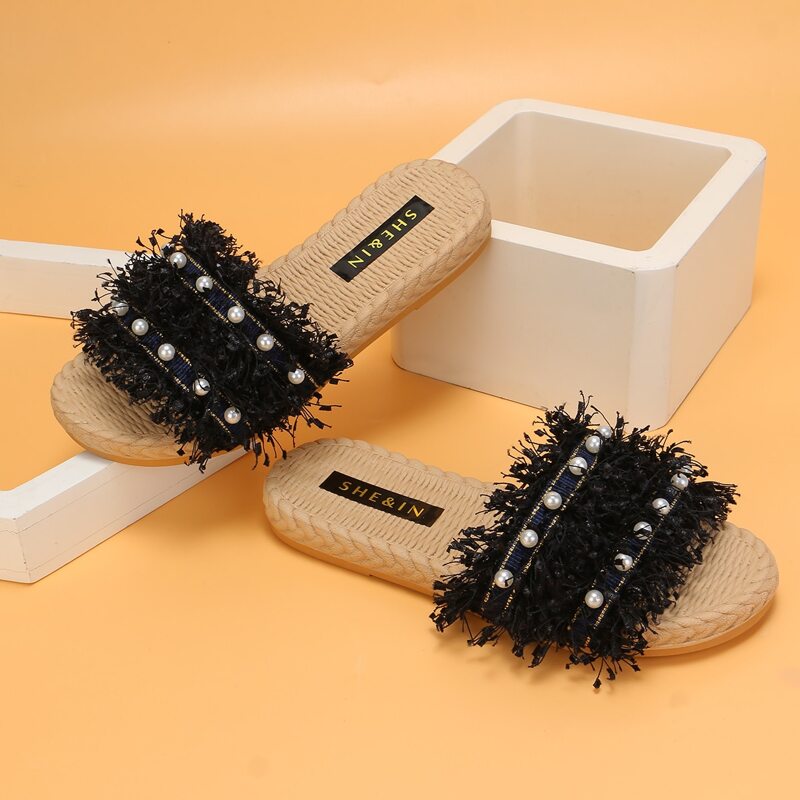 

Faux Pearl Decor Sliders, Black