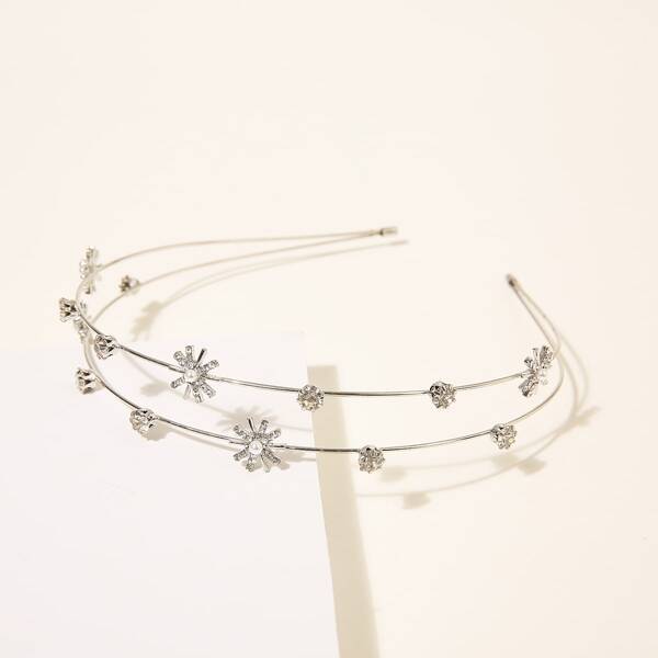 

Цветочный обруч со стразами, Серебряные