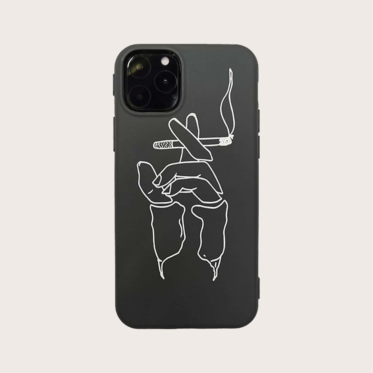 

Line Drawing Pattern iPhone Case, Black