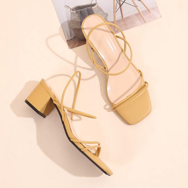 

Open Toe Chunky Heeled Mules, Yellow