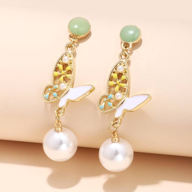 

Butterfly Design Drop Earrings, Multicolor