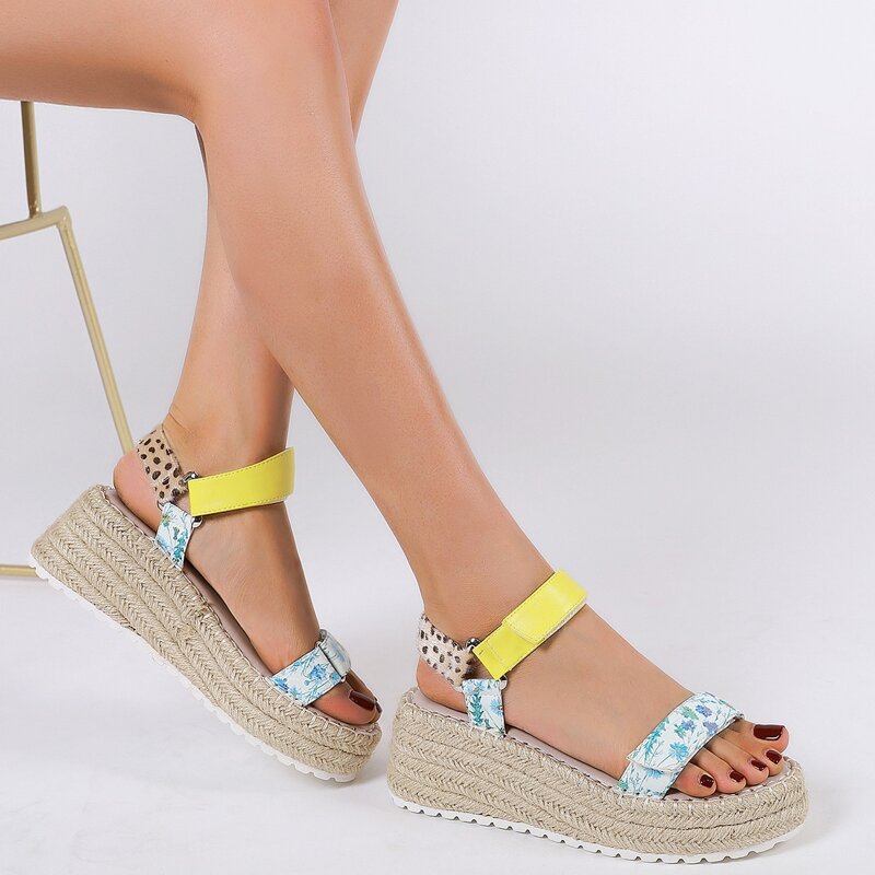 

Colorblock Open Toe Espadrille Wedges, Multicolor