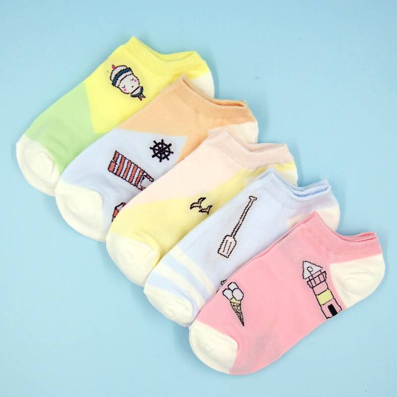 

5pairs Color Block Socks, Multicolor