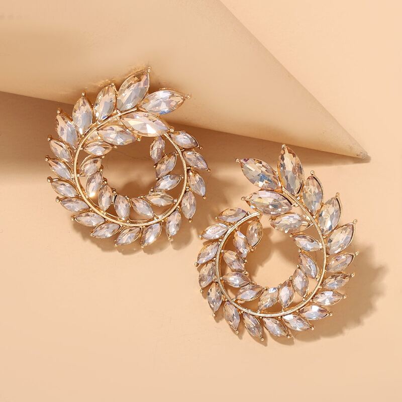 

Rhinestone Engraved Hoop Earrings, Silver