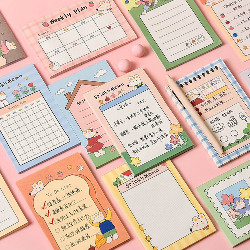 

1pack Mouse Print Random Memo Pad, Multicolor