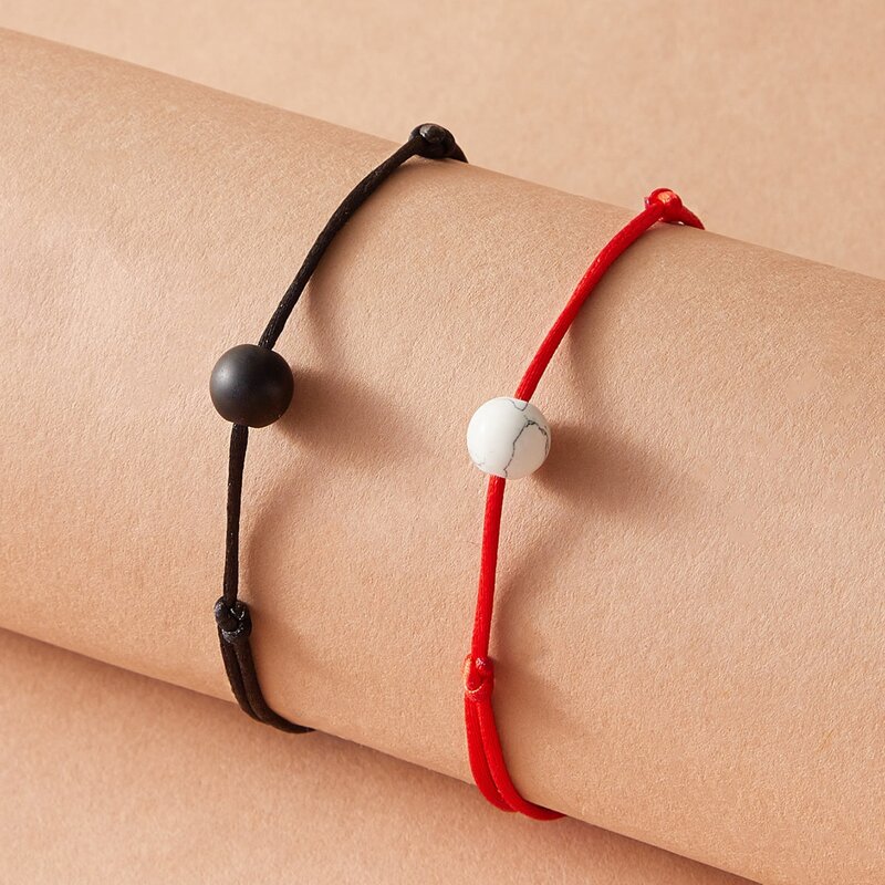 

2pcs Bead String Bracelet, Multicolor