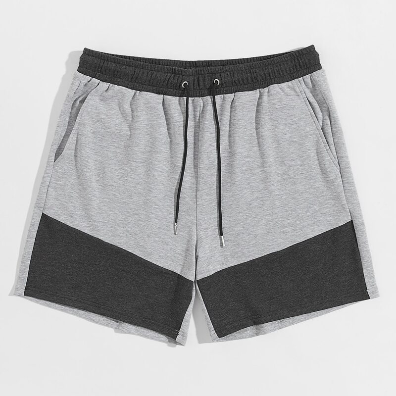 

Guys Drawstring Waist Colorblock Shorts, Light grey