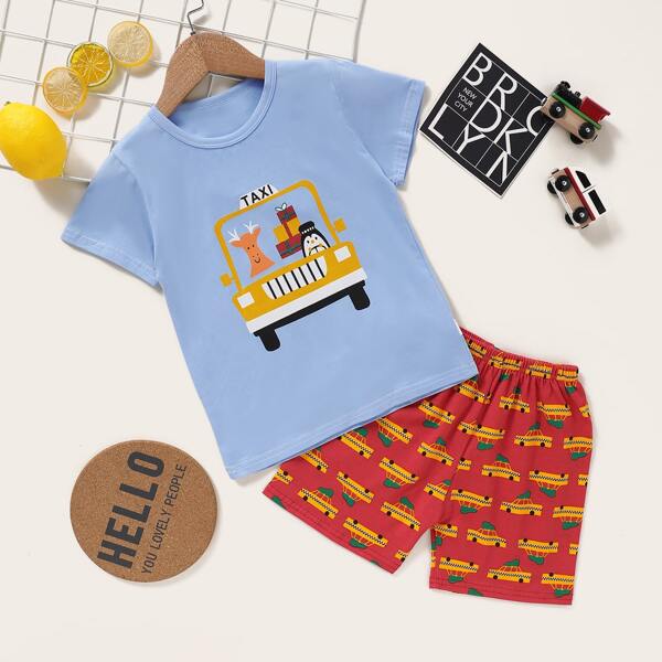 

Пижама с текстовым и мультяшным принтом для мальчиков, Многоцветный