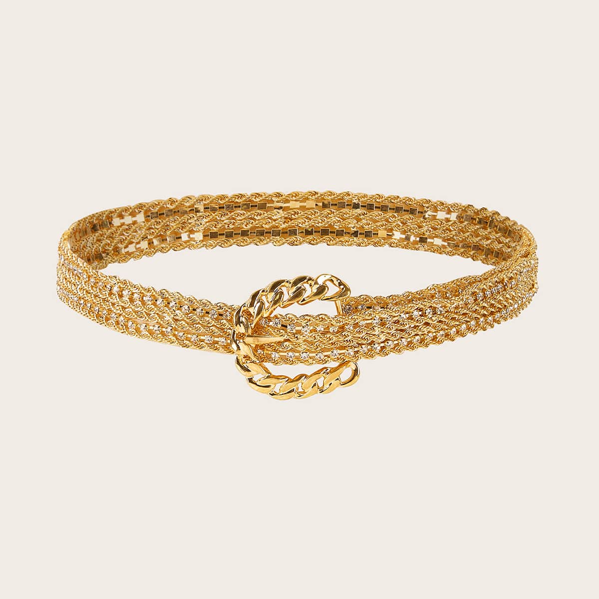 

Rhinestone Decor Chain Belt, Gold