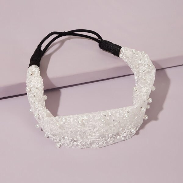 

Faux Pearl Decor Headband, White