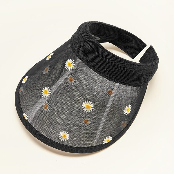 

Daisy Pattern Mesh Visor Hat, Black