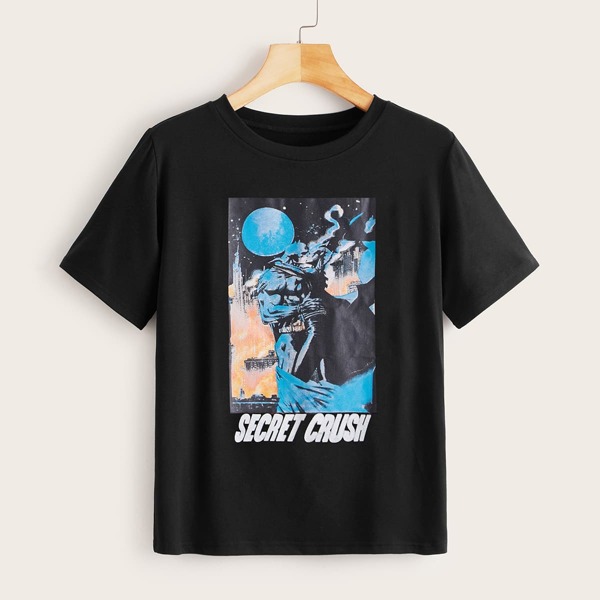 

Plus Figure And Letter Graphic Tee, Black