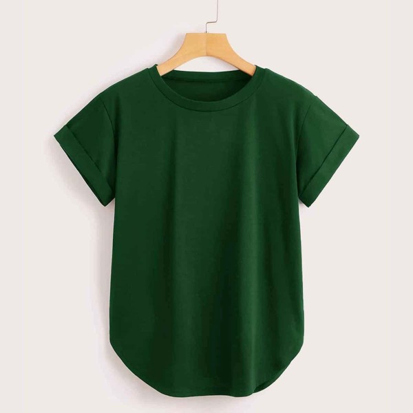 

Plus Solid Curved Hem Tee, Green