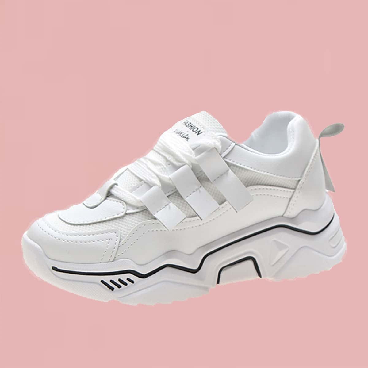 

Lace-up Front Wide Fit Chunky Sneakers, White
