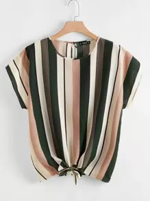 SHEIN LUNE Áo sơ mi Plus Size Nút Sọc Nhiều màu Giải trí - Nhiều màu - Xem 1