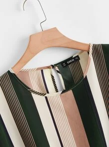 SHEIN LUNE Áo sơ mi Plus Size Nút Sọc Nhiều màu Giải trí - Nhiều màu - Xem 3