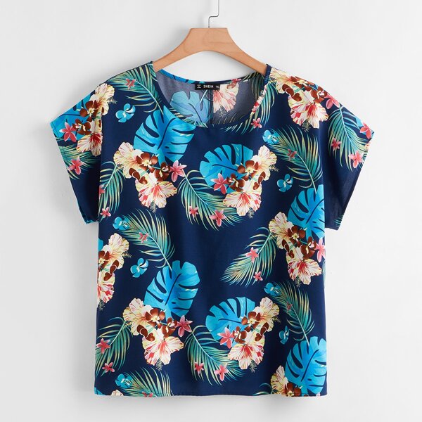 

Plus Tropical Print Top, Multicolor