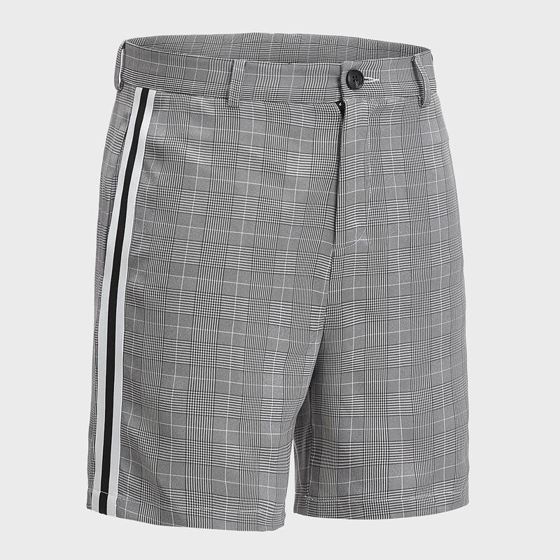 

Guys Striped Tape Side Glen Plaid Shorts, Black and white