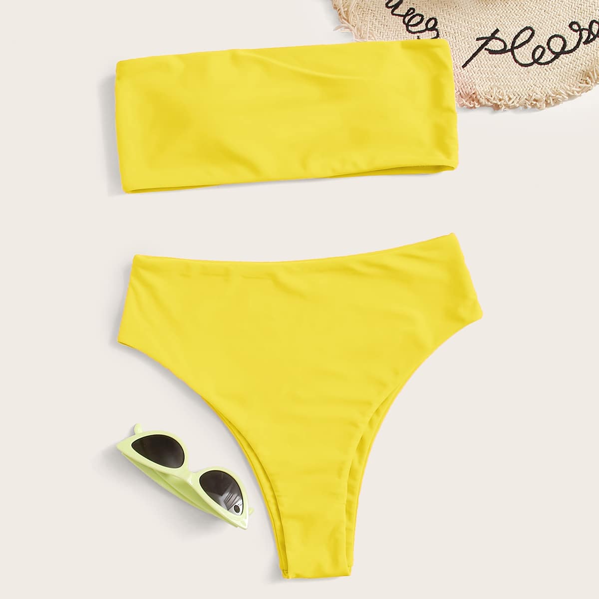 

Bandeau High Waisted Bikini Swimsuit, Yellow