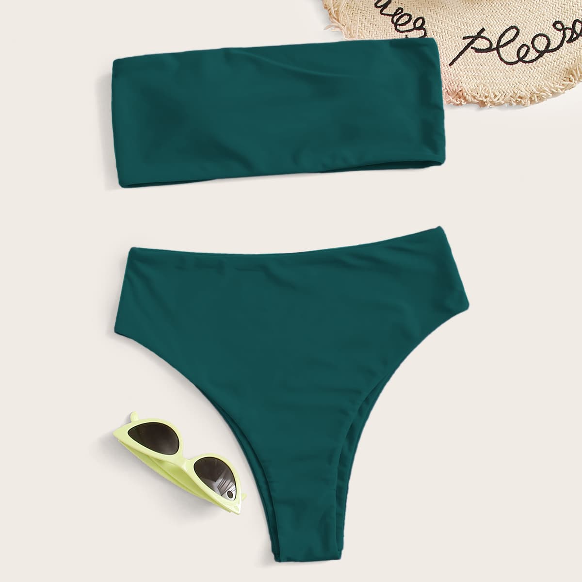 

Bandeau High Waisted Bikini Swimsuit, Green
