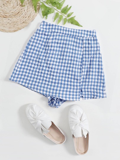 تنورة بحافة شق ومربع النقش