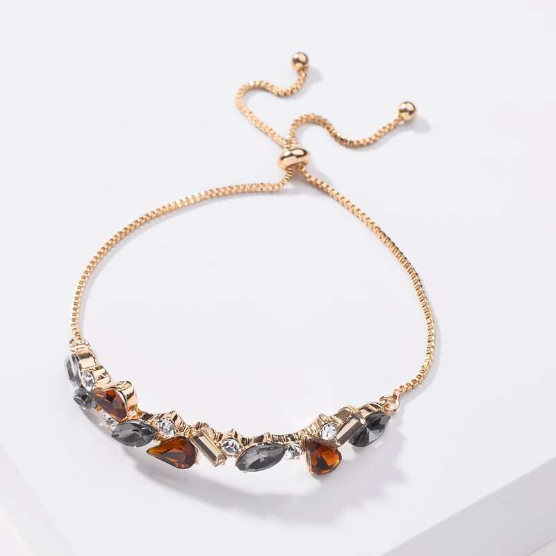 

Gemstone Engraved Bracelet, Multicolor