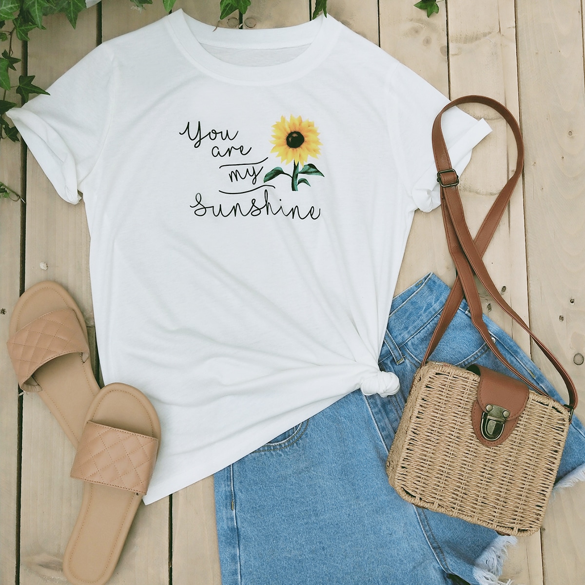 Sunflower & Slogan Graphic Tee thumbnail