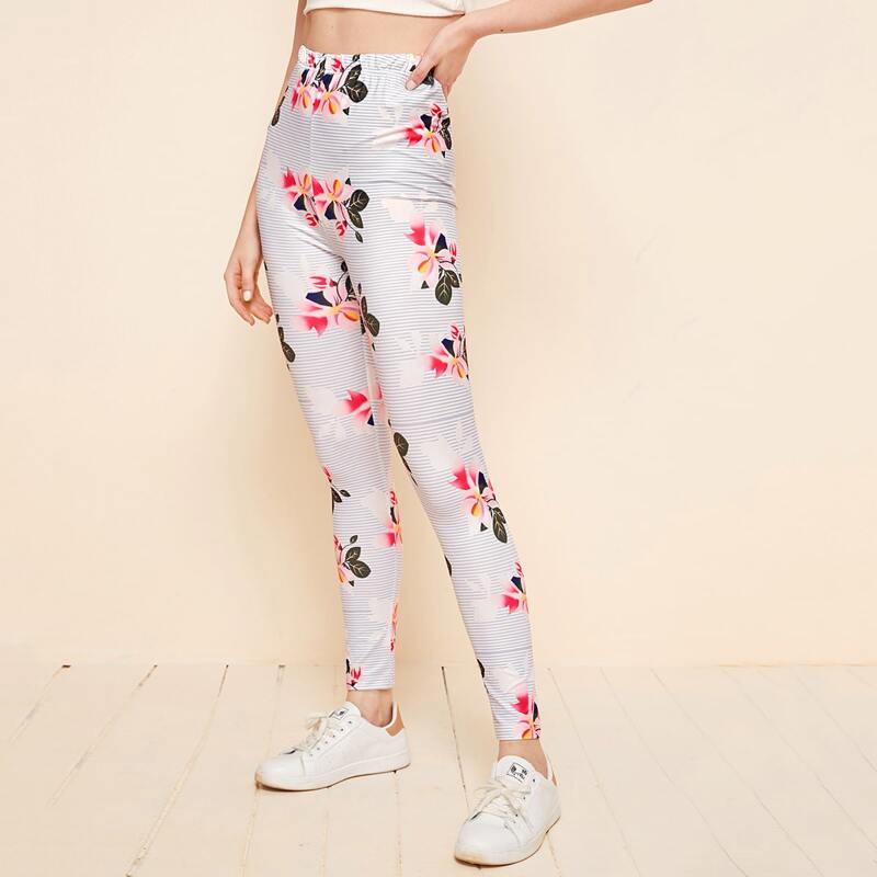 

Floral Print Leggings, Multicolor