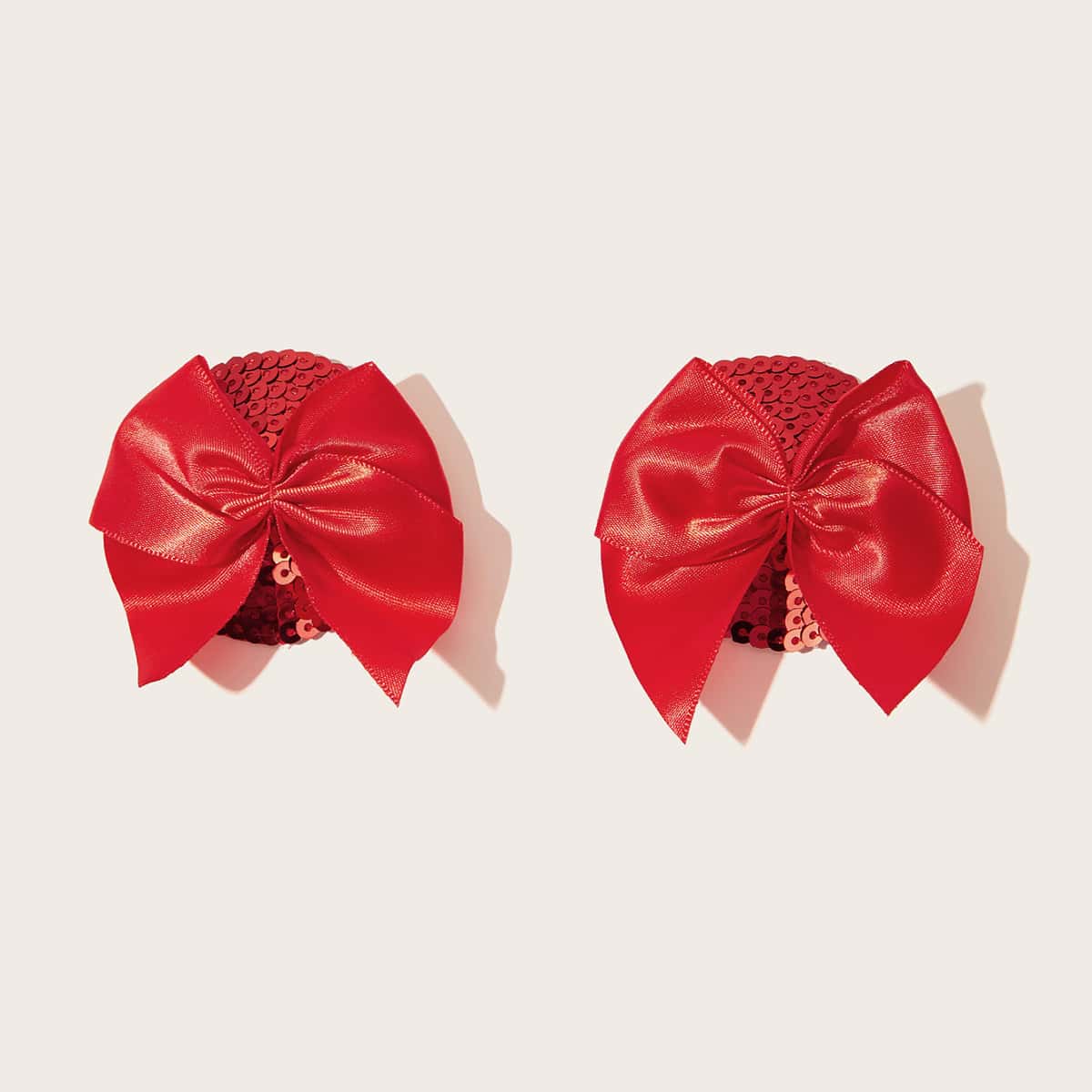 

1pair Sequin Bow Nipple Cover, Red