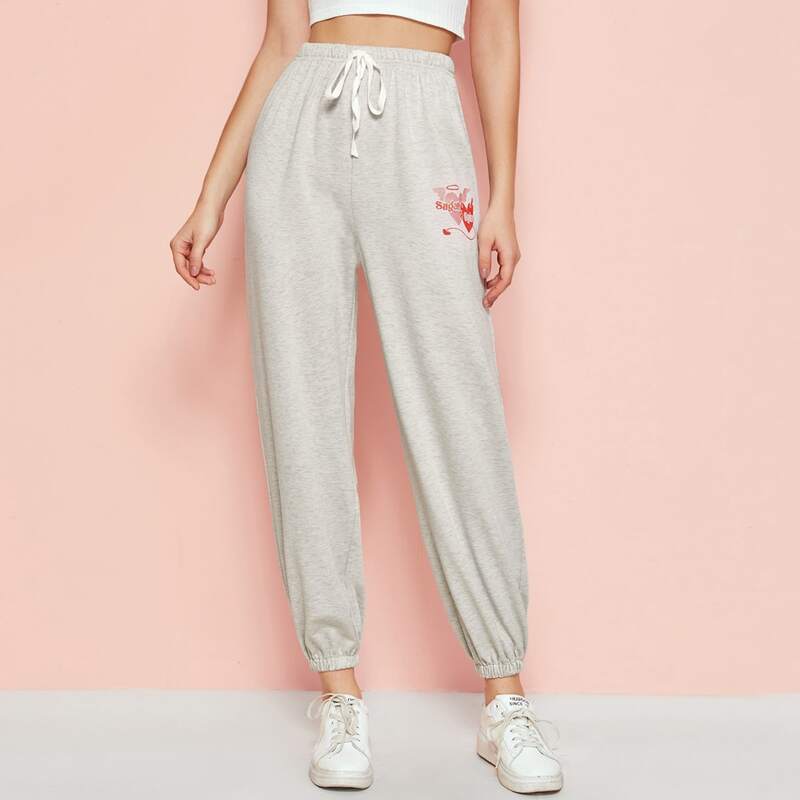 

Heart Graphic Joggers, Grey