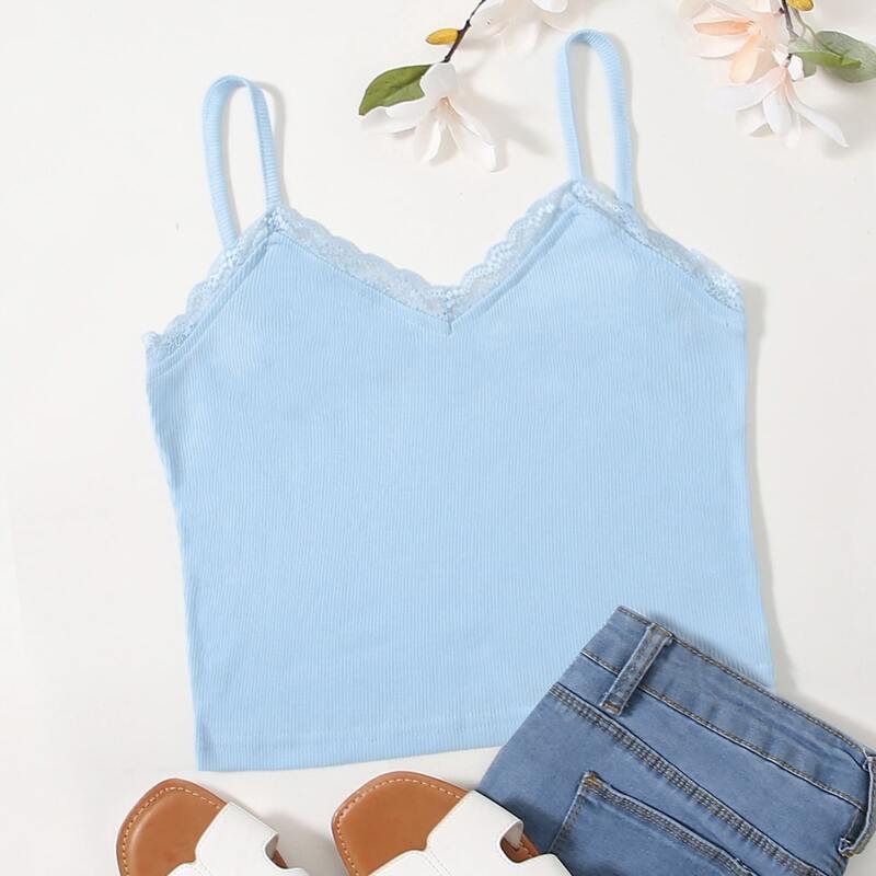

Lace Trim Blue Cami