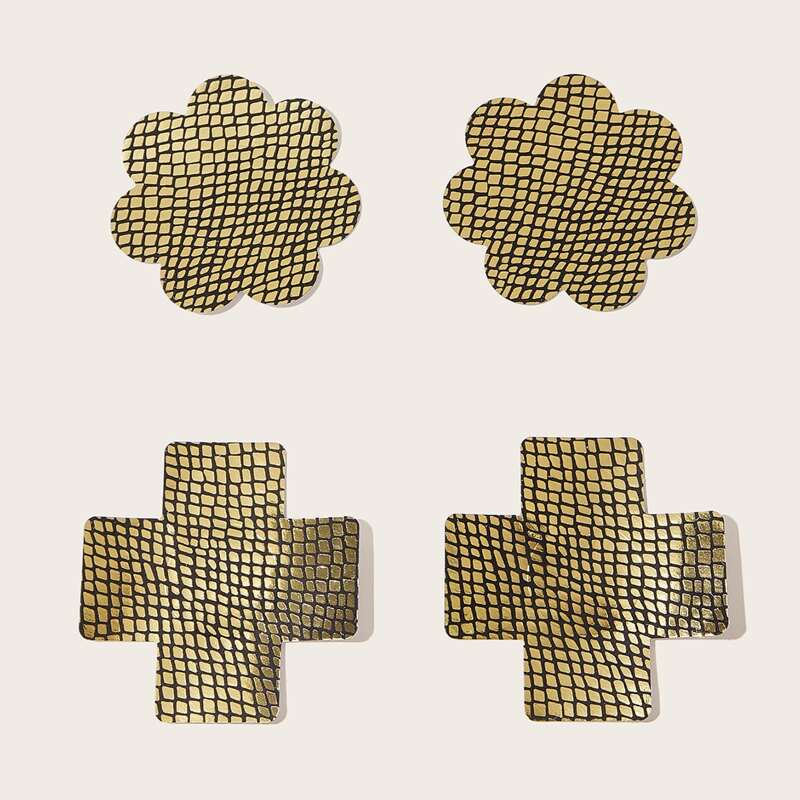 

2pairs Croc Metallic Nipple Cover, Gold