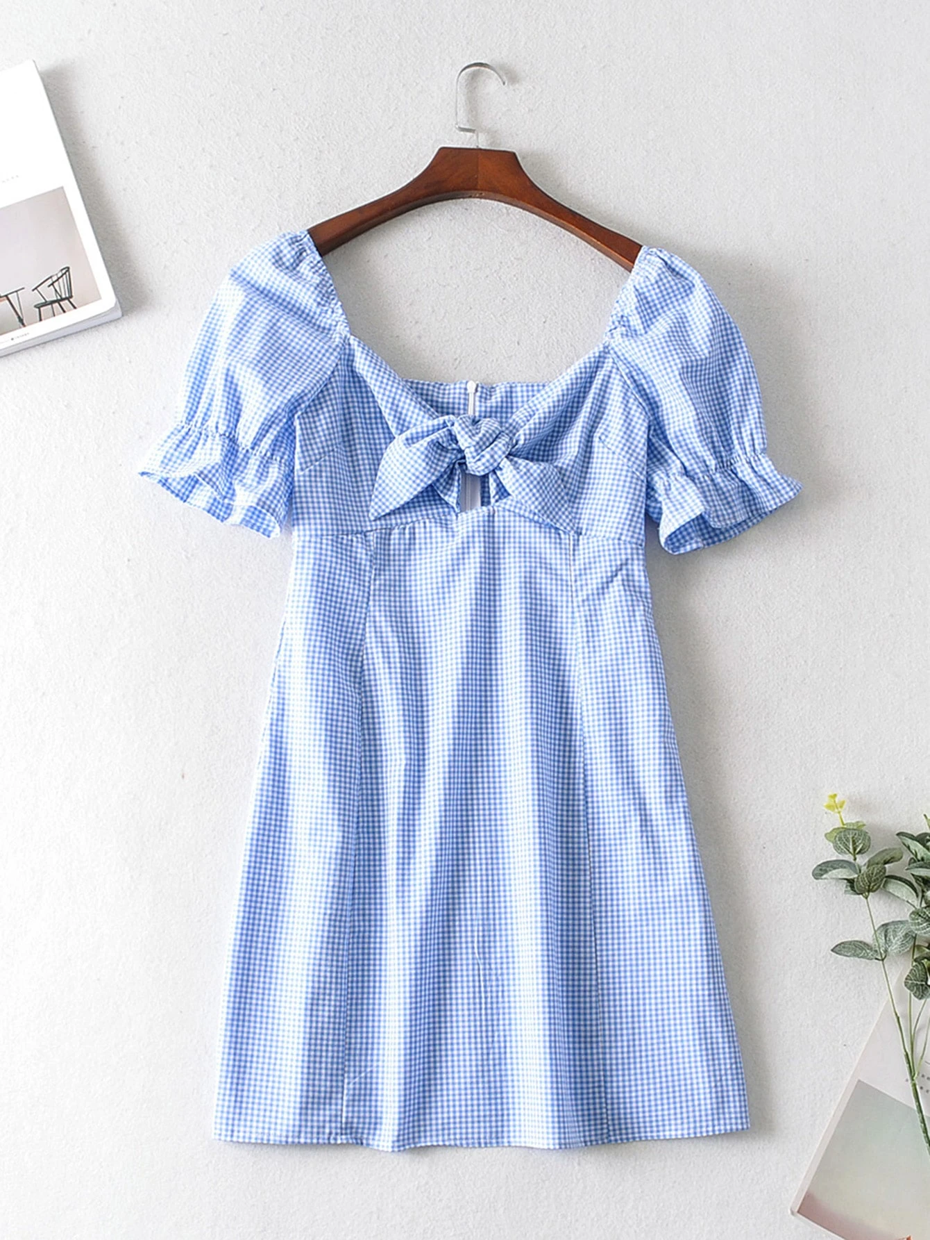 gingham milkmaid dress