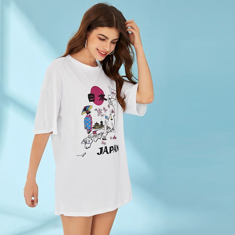 

Letter Graphic Oversized Tee, White